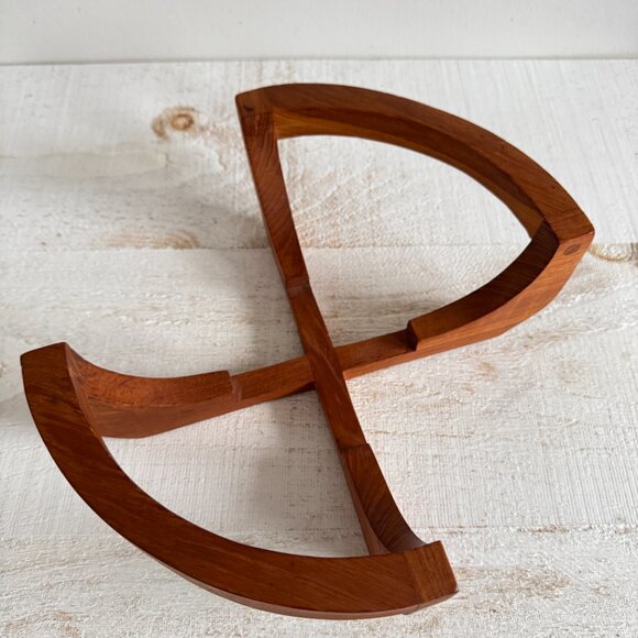 Vintage Open Teak Wood Casserole Stand - Wooden Teak Pot Holder - Picture 5 of 8